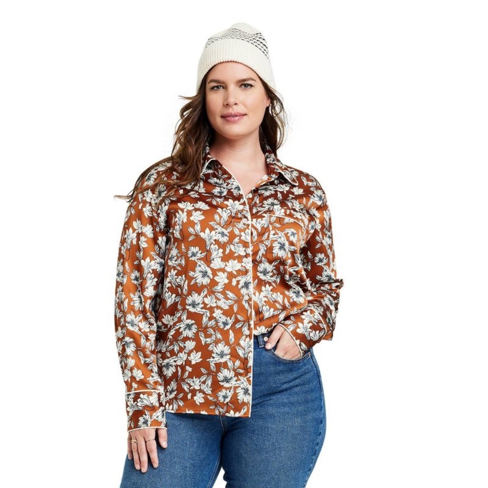 La Ligne X Target Floral Button Front Blouse